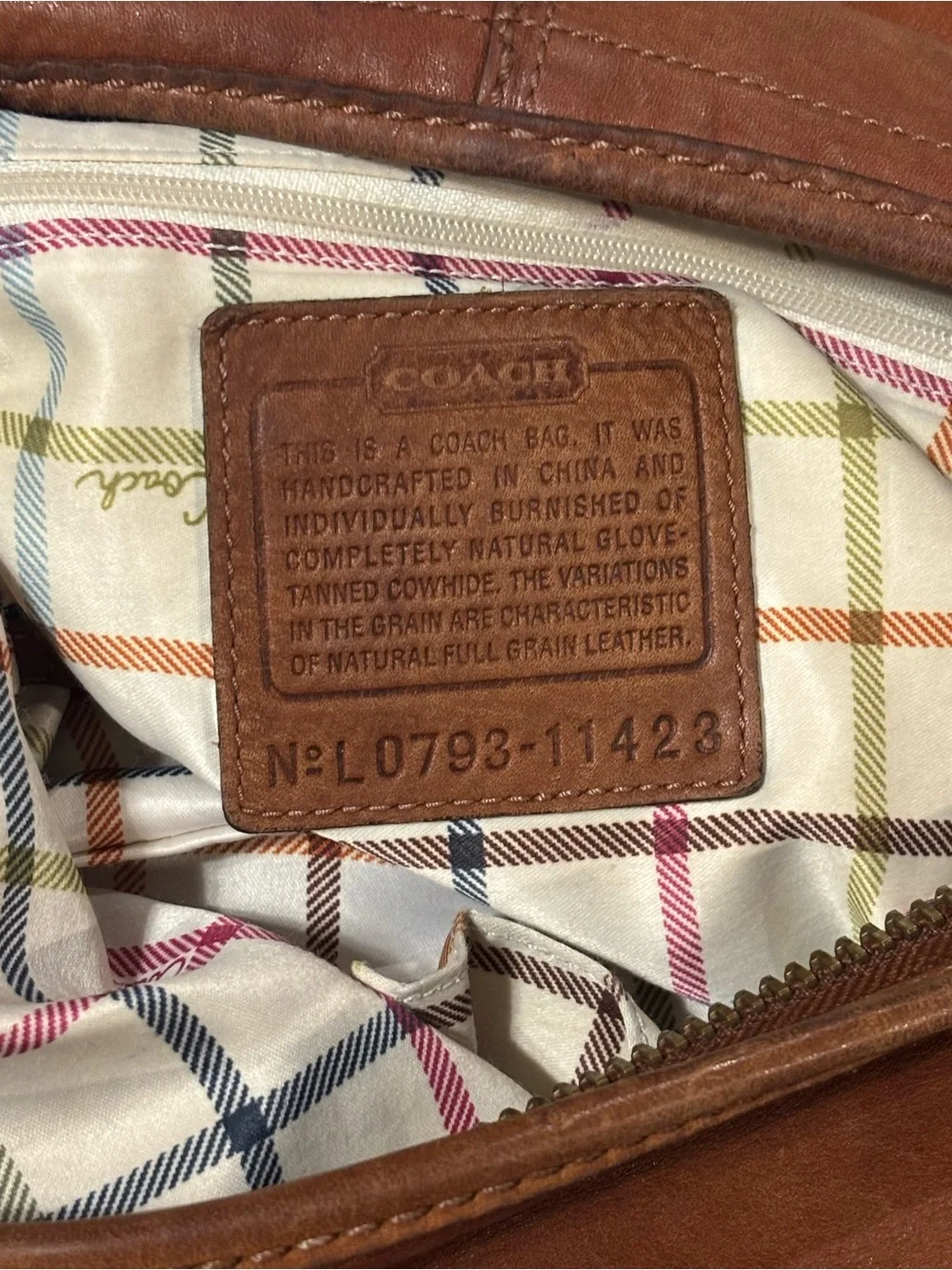 Vintage 2007 Coach Bleecker Tattersall Large Leather Duffle Bucket Bag 11423